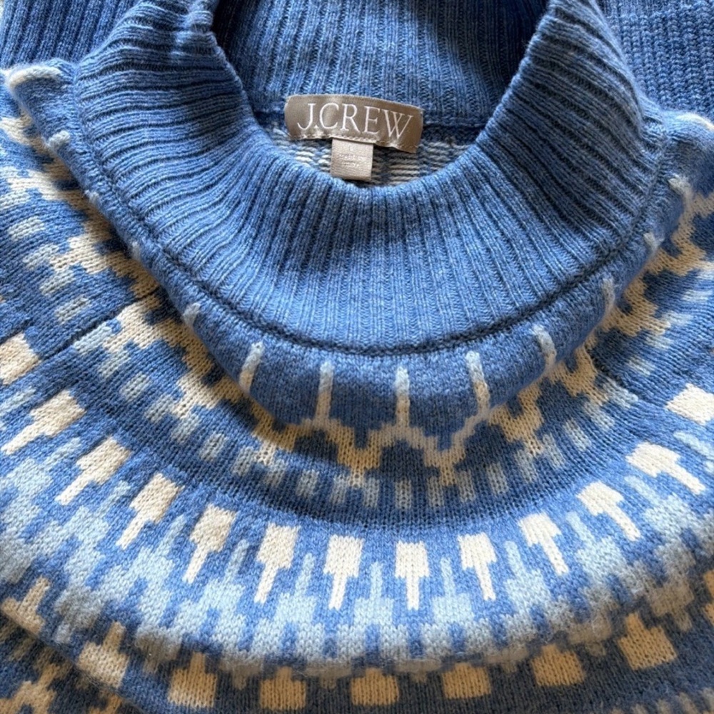 J. Crew Lambs Wool Academia Fair Isle Mockneck Pullover Sweater. Small.